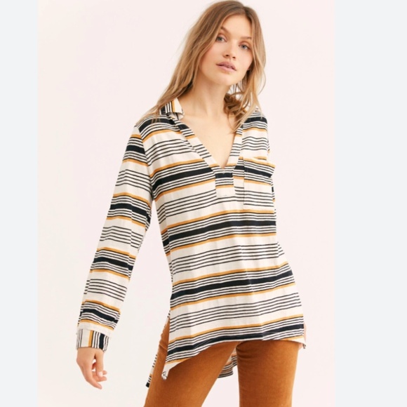 FP Beach Tops - Free People FP Beach movement striped breaker tunic top XS